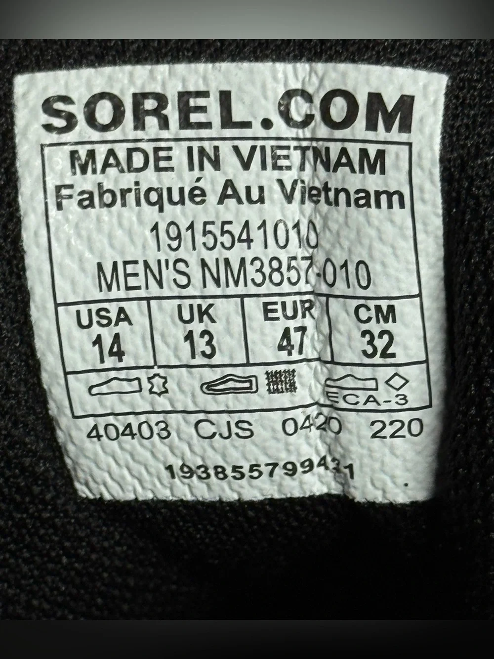 SOREL Mac Hill Lite Mid Waterproof Leather Boots l Mens 14 Black Lace Up Hiking